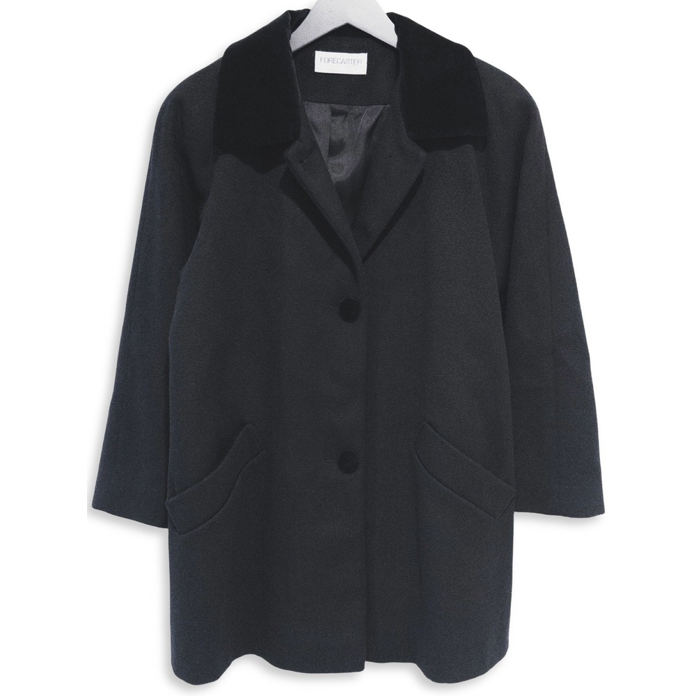 Vintage Y2K Forecaster of Boston Wool Coat Women 8 Black Velvet Collar Academia‎
